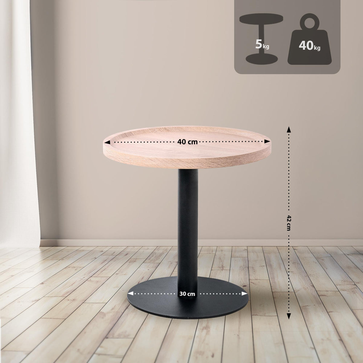 Bijzettafel Aspen eik,M eiche