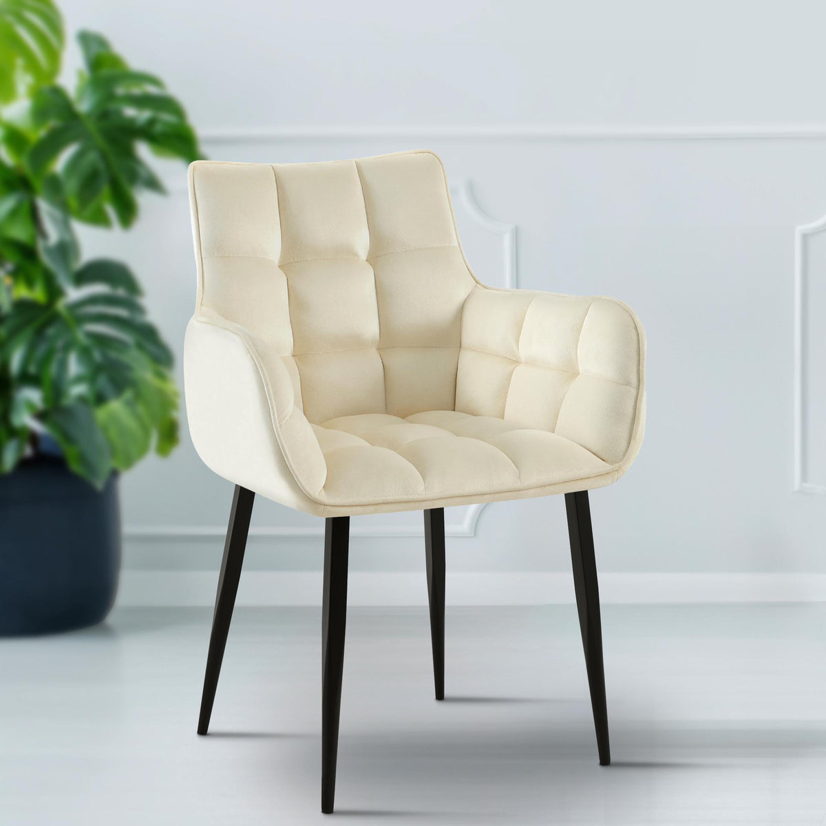 Eetkamerstoel Tirana fluweel creme creme