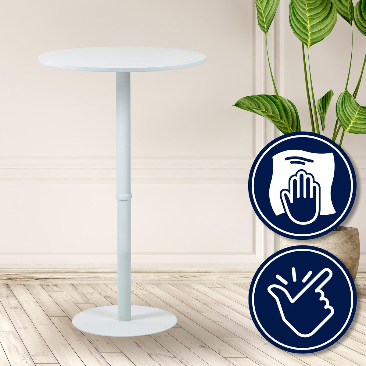 Statafel Hereford rond wit/wit,75 cm weiß/weiß