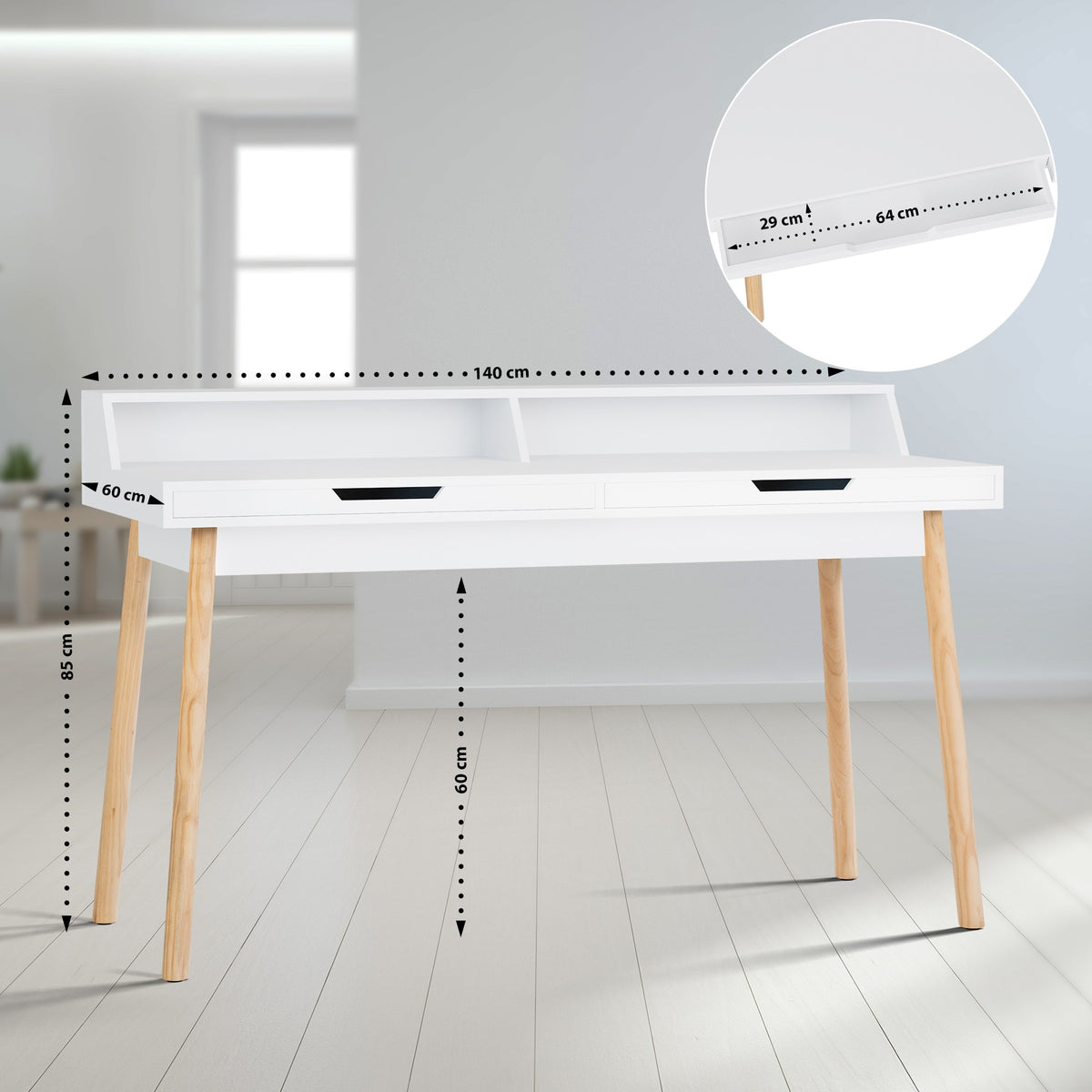 Bureau EATON wit,140 cm weiß