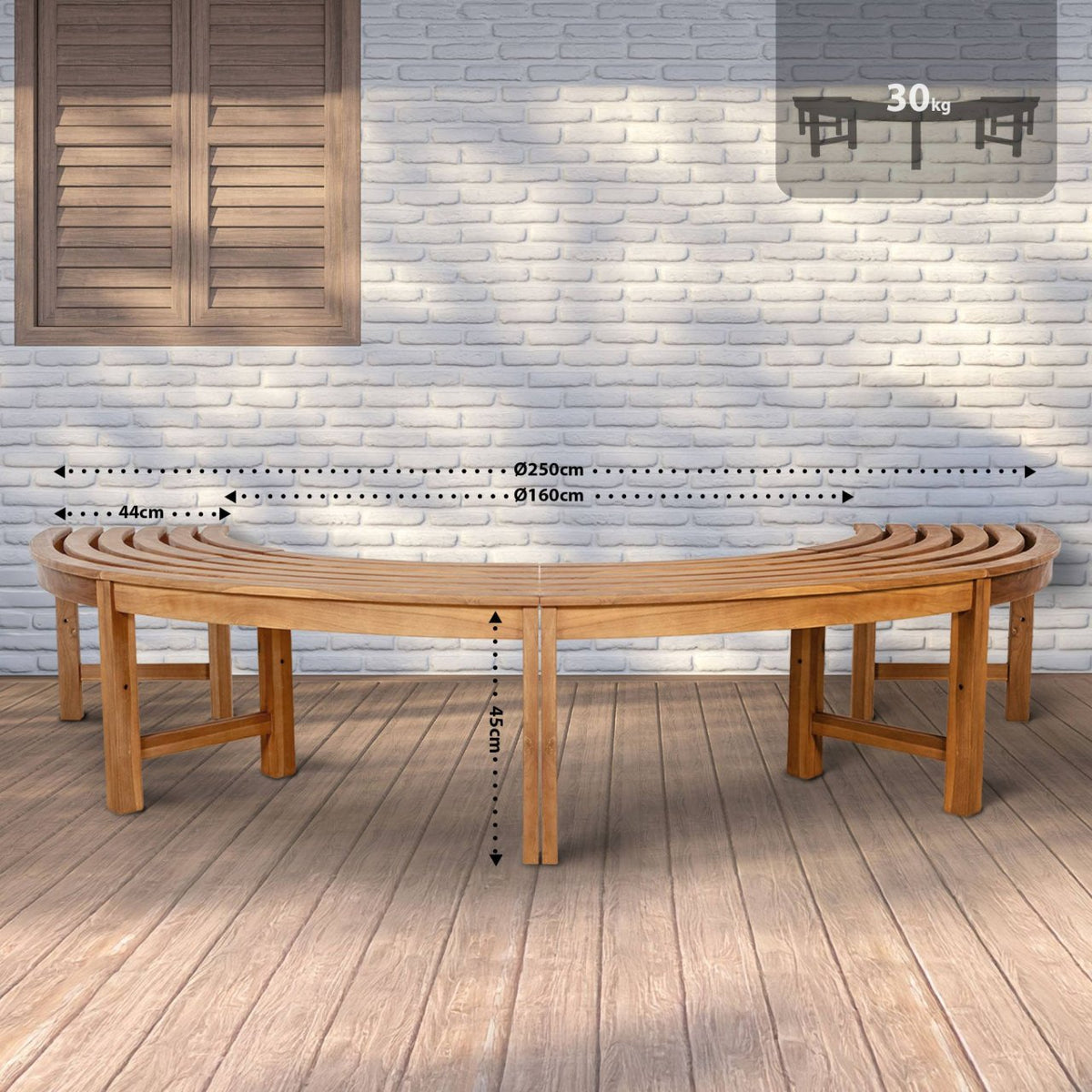 Boombank Male zonder rugleuning teak teak