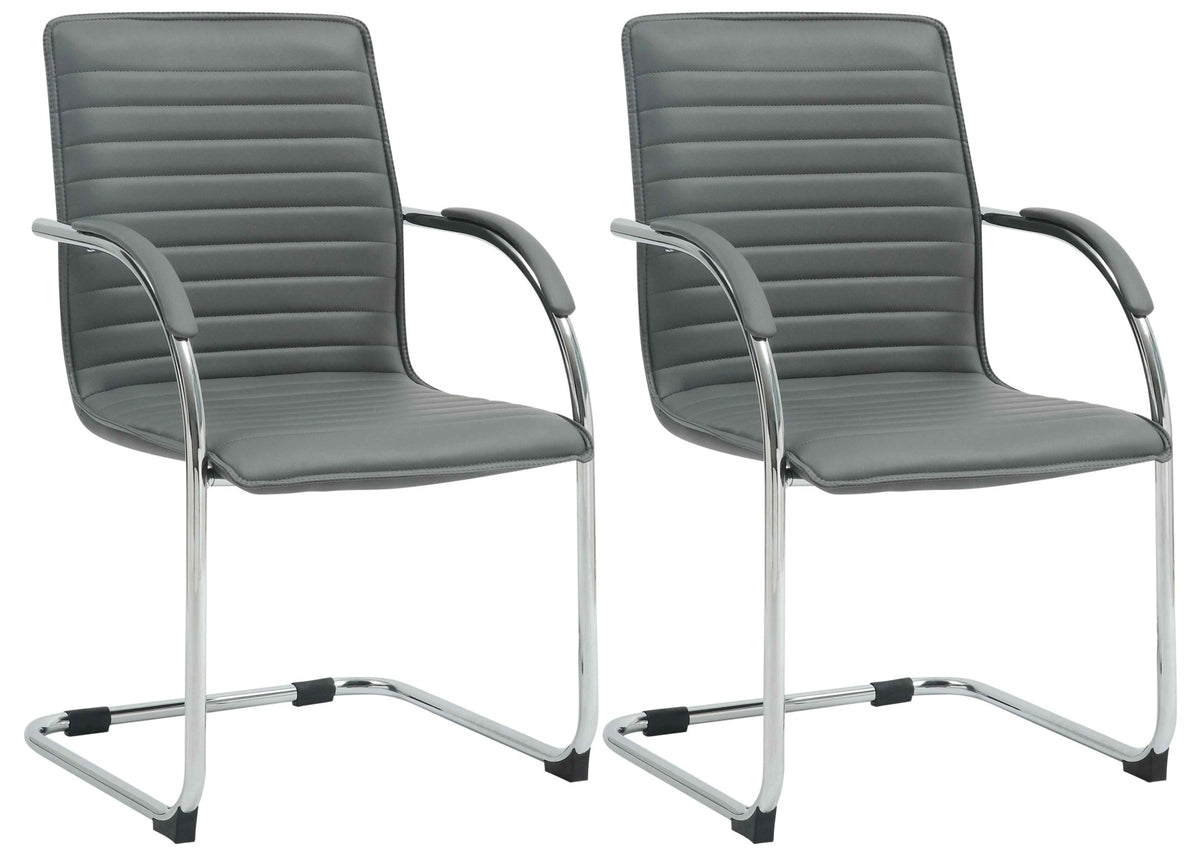 Set van 2 Eetkamerstoelen Tira kunstleer grijs grau
