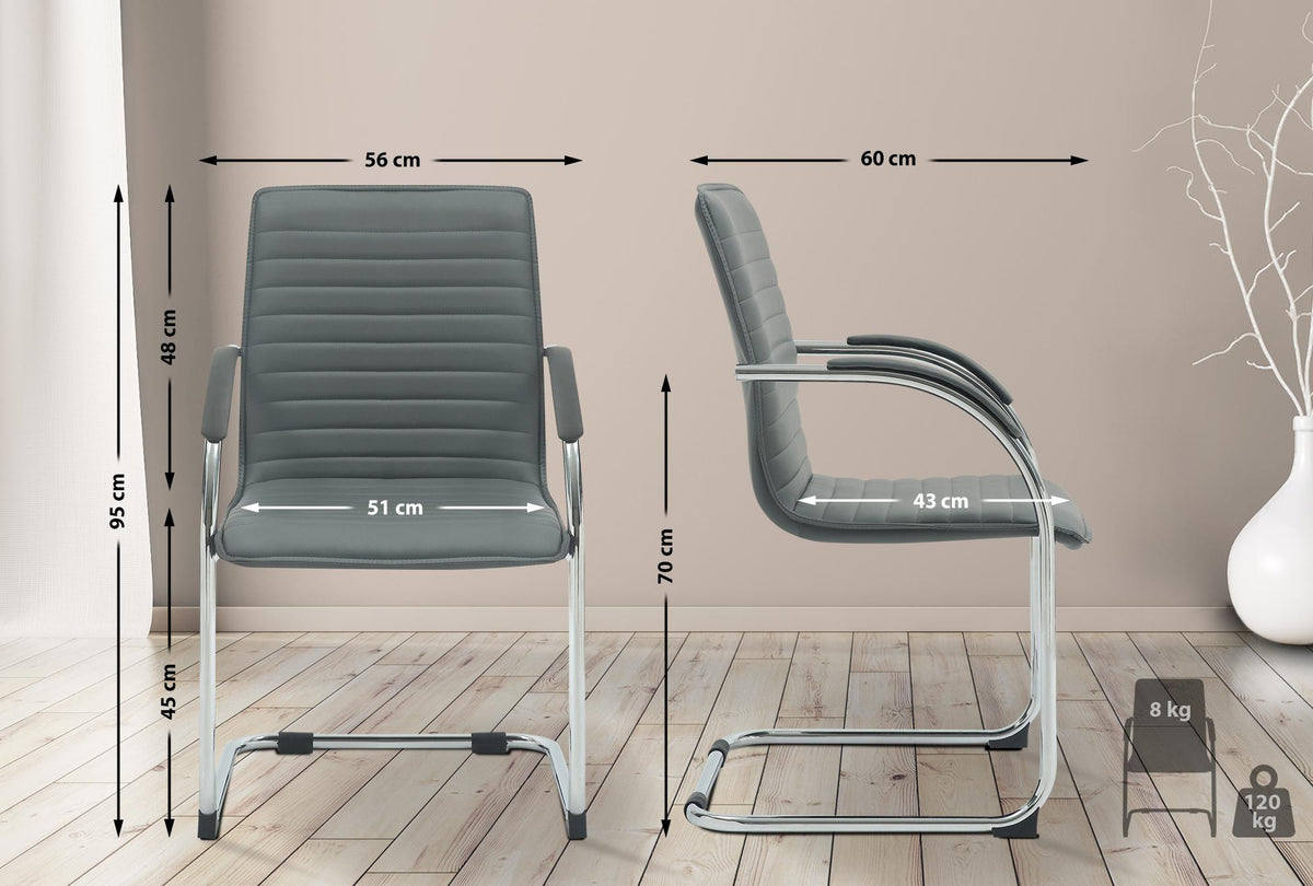 Set van 2 Eetkamerstoelen Tira kunstleer grijs grau