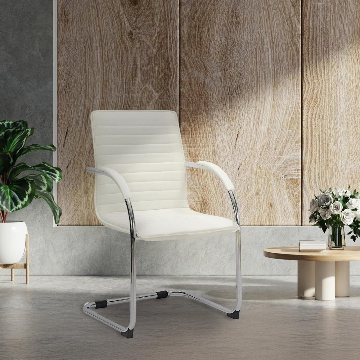 Set van 2 Eetkamerstoelen Tira kunstleer wit weiß