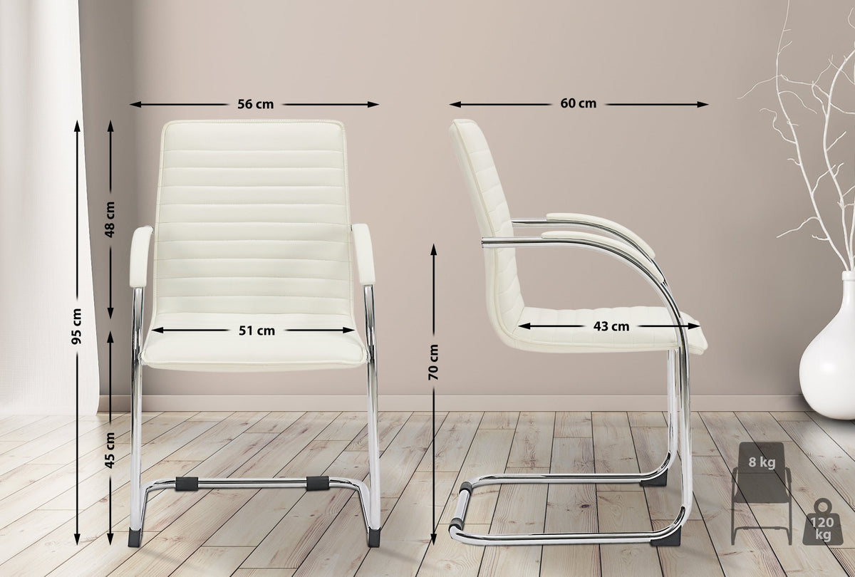 Set van 2 Eetkamerstoelen Tira kunstleer wit weiß