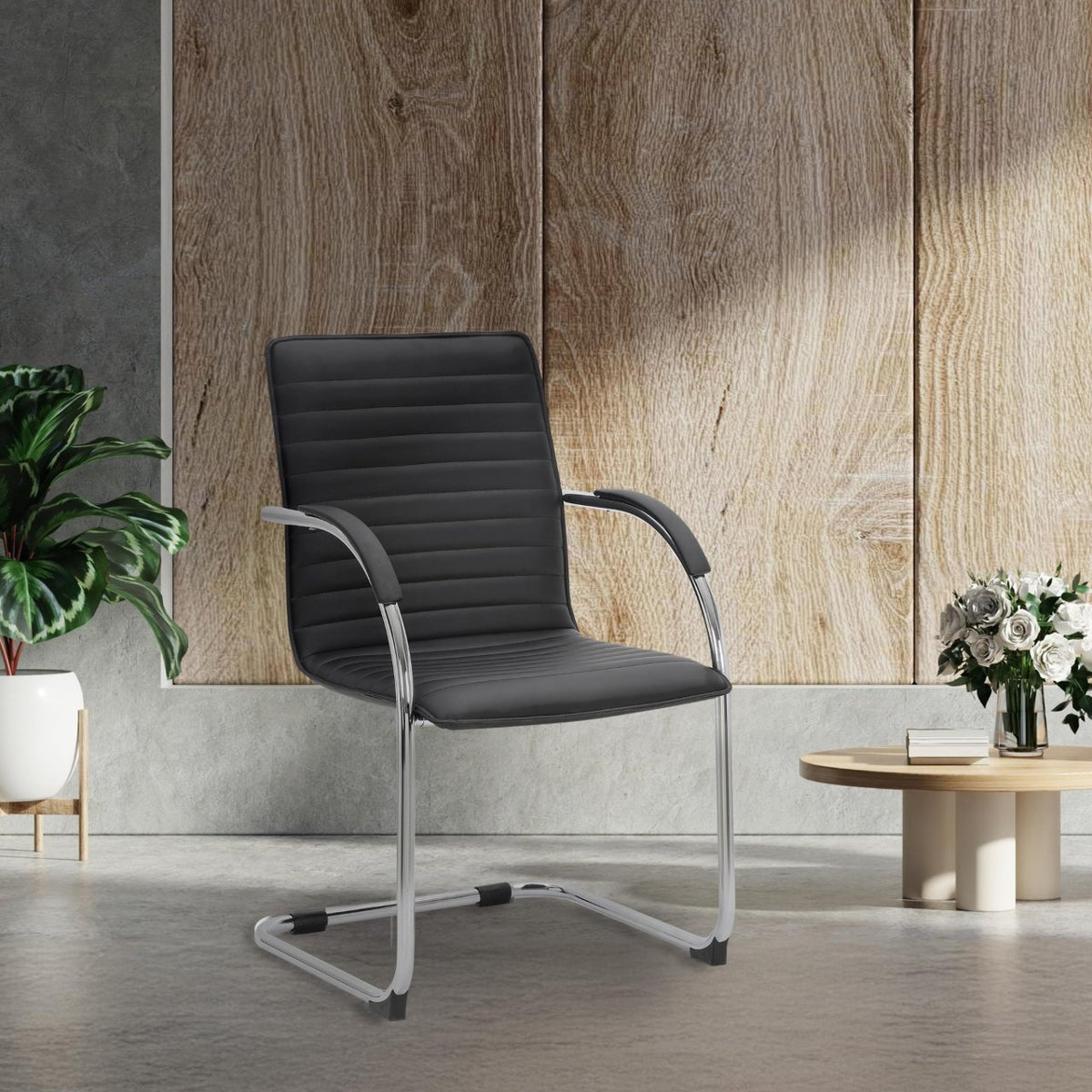 Set van 2 Eetkamerstoelen Tira kunstleer zwart schwarz