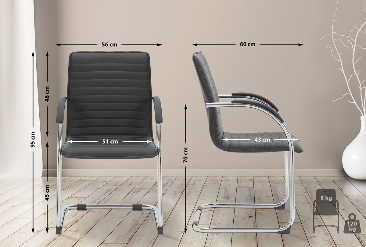 Set van 2 Eetkamerstoelen Tira kunstleer zwart schwarz