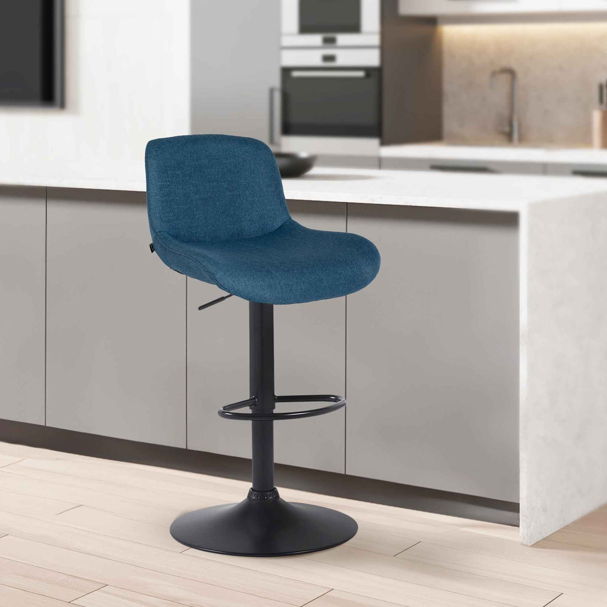 Barkruk Solon zwart blauw,Stof blau