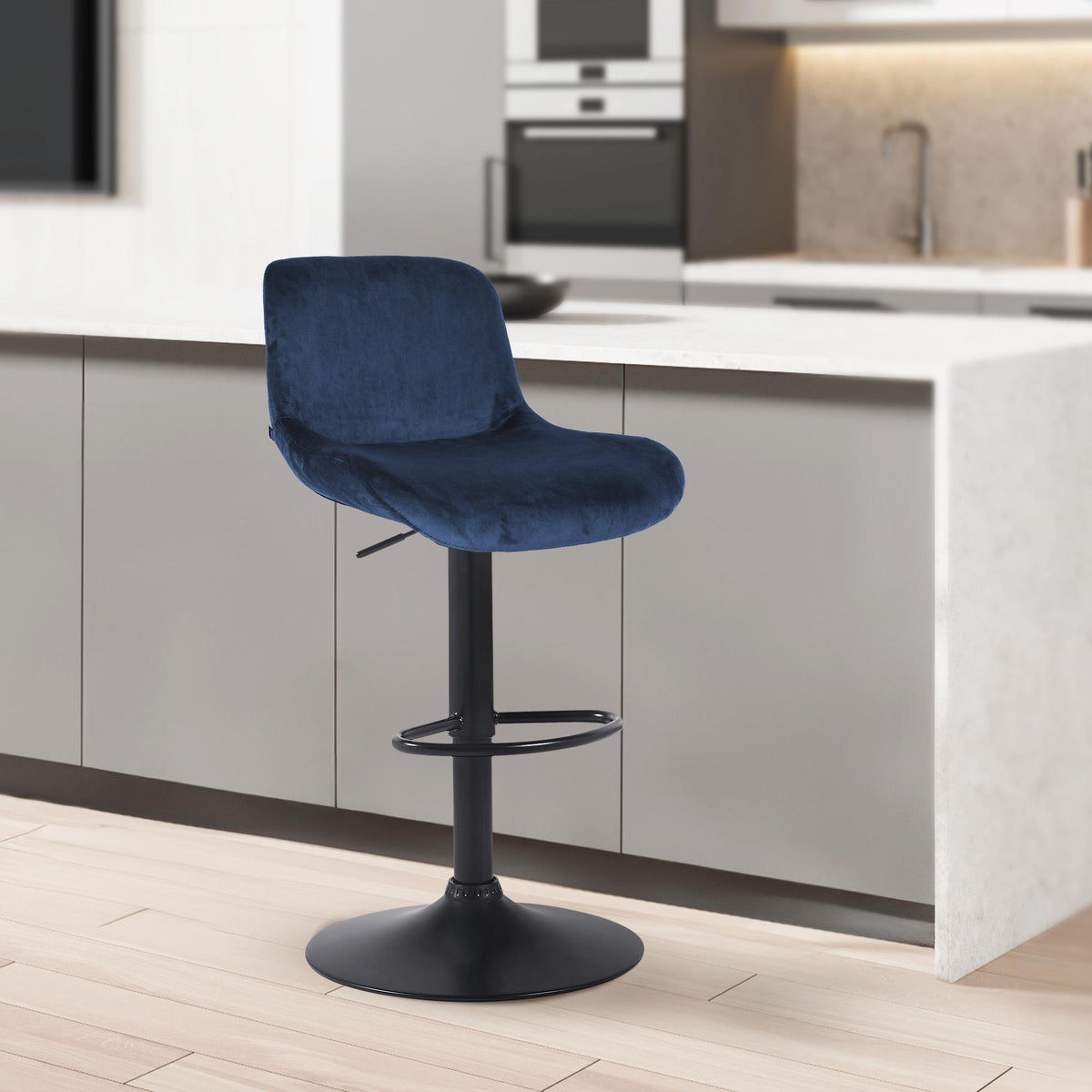 Barkruk Solon zwart blauw,Fluweel blau