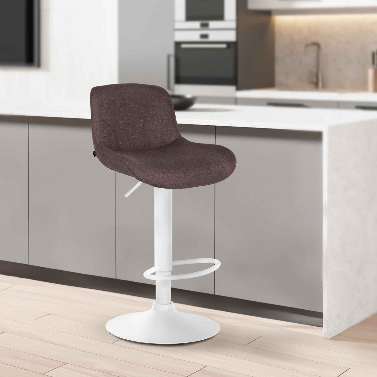 Barkruk Solon wit frame donkerbruin,Stof dunkelbraun