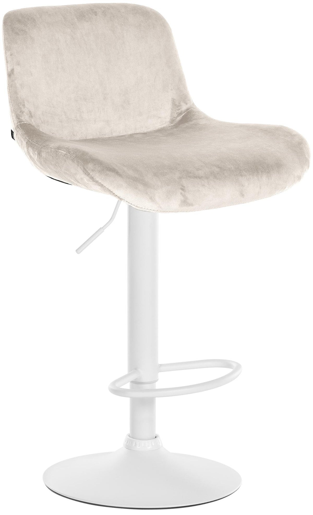 Barkruk Solon wit frame creme,Fluweel creme