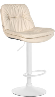 Barkruk Laurel kunstleer creme,Metaal mat wit creme