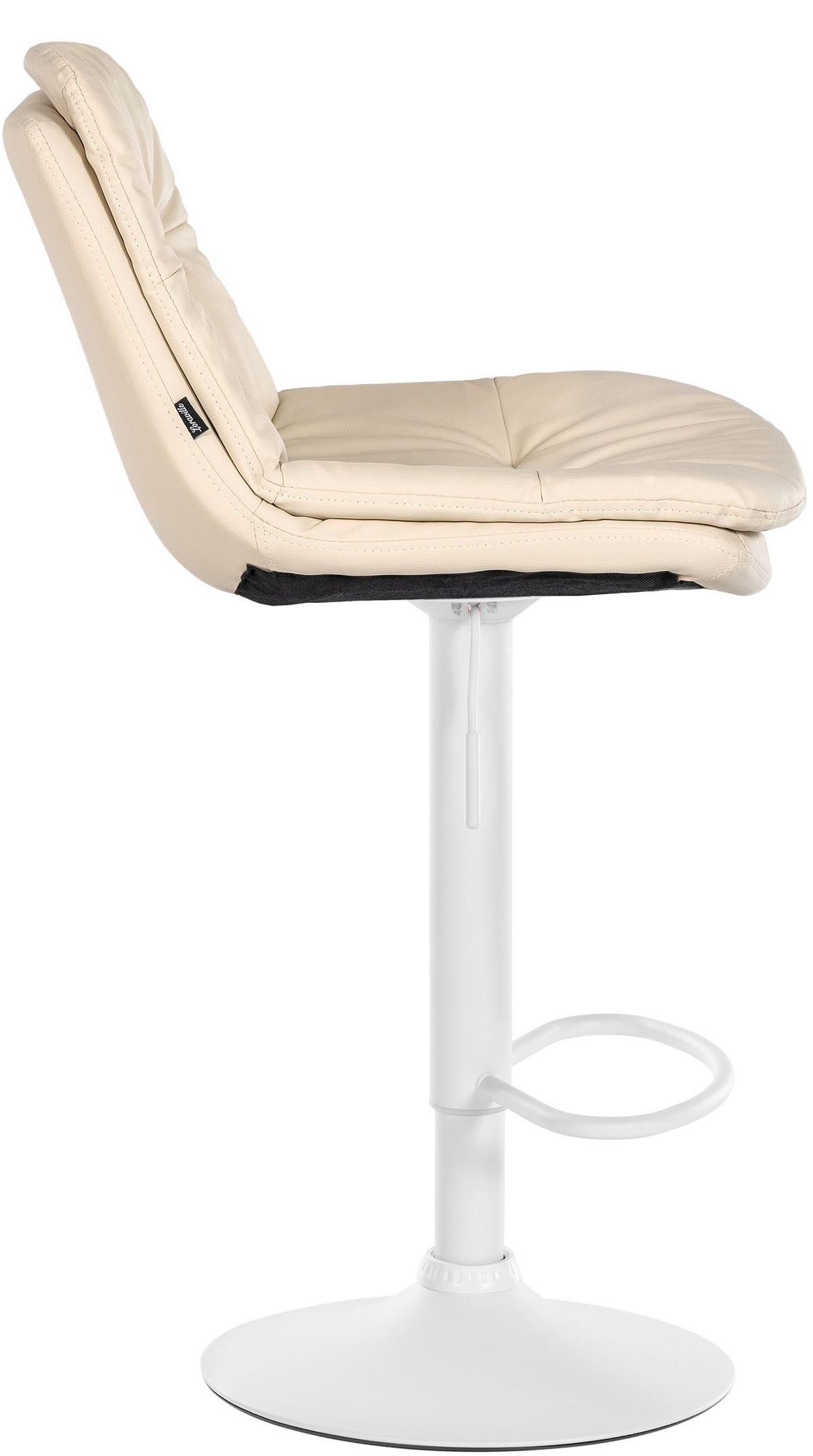 Barkruk Laurel kunstleer creme,Metaal mat wit creme