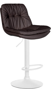 Barkruk Laurel kunstleer bruin,Metaal mat wit braun