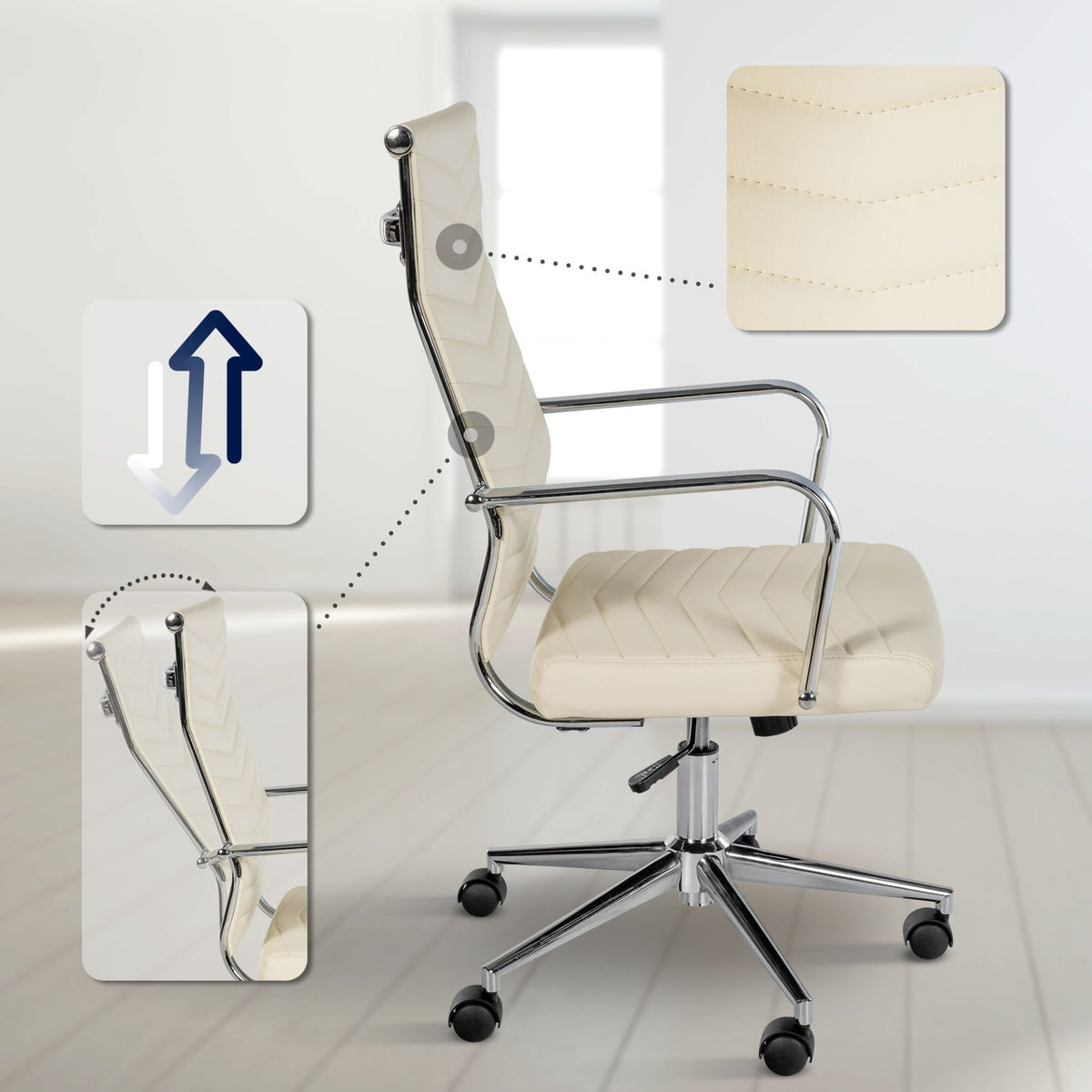 Bureaustoel Canby kunstleer creme creme