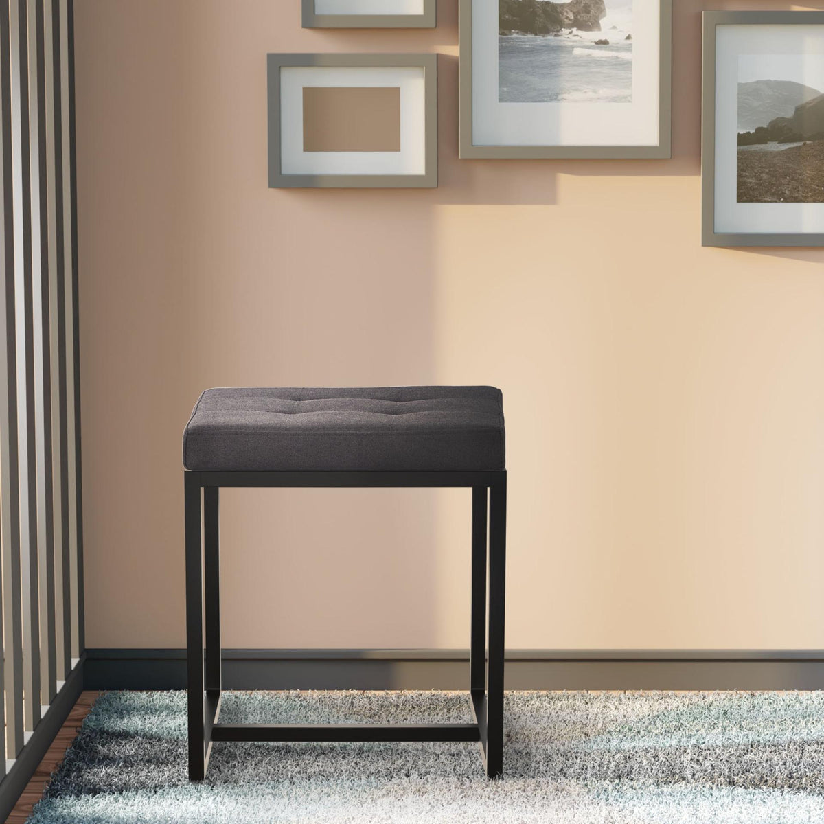 Sitzhocker Barci B Stoff schwarz