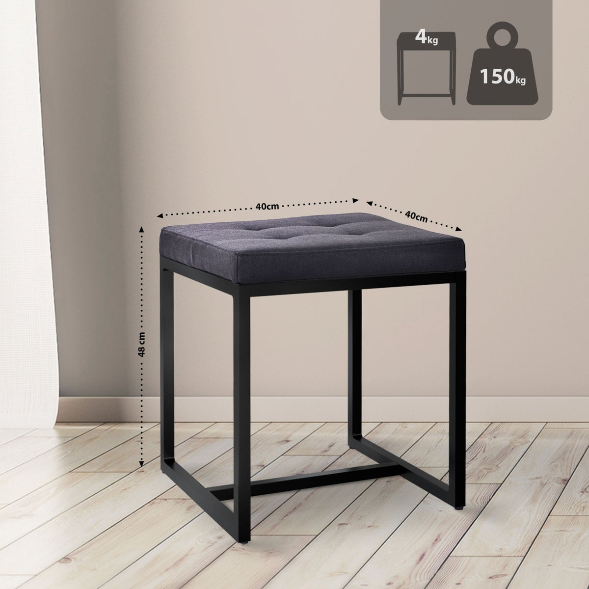 Sitzhocker Barci B Stoff schwarz