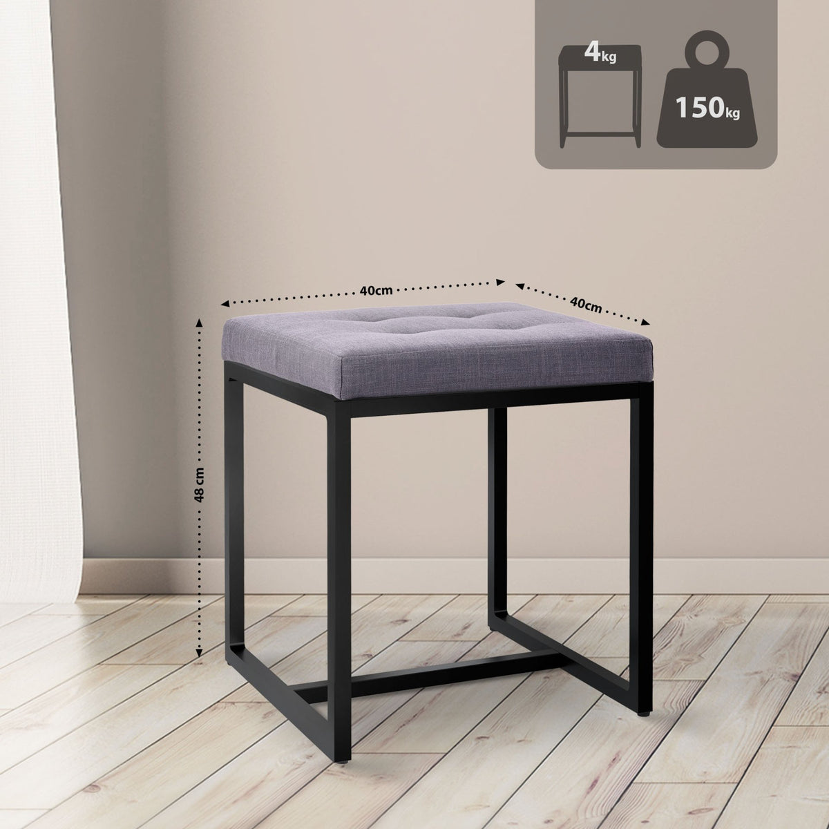 Sitzhocker Barci B Stoff dunkelgrau