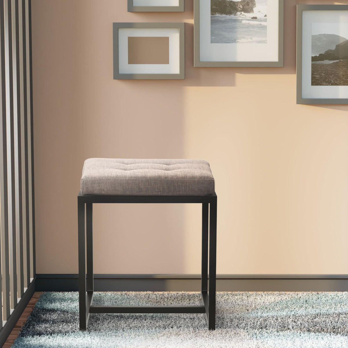 Sitzhocker Barci B Stoff grau
