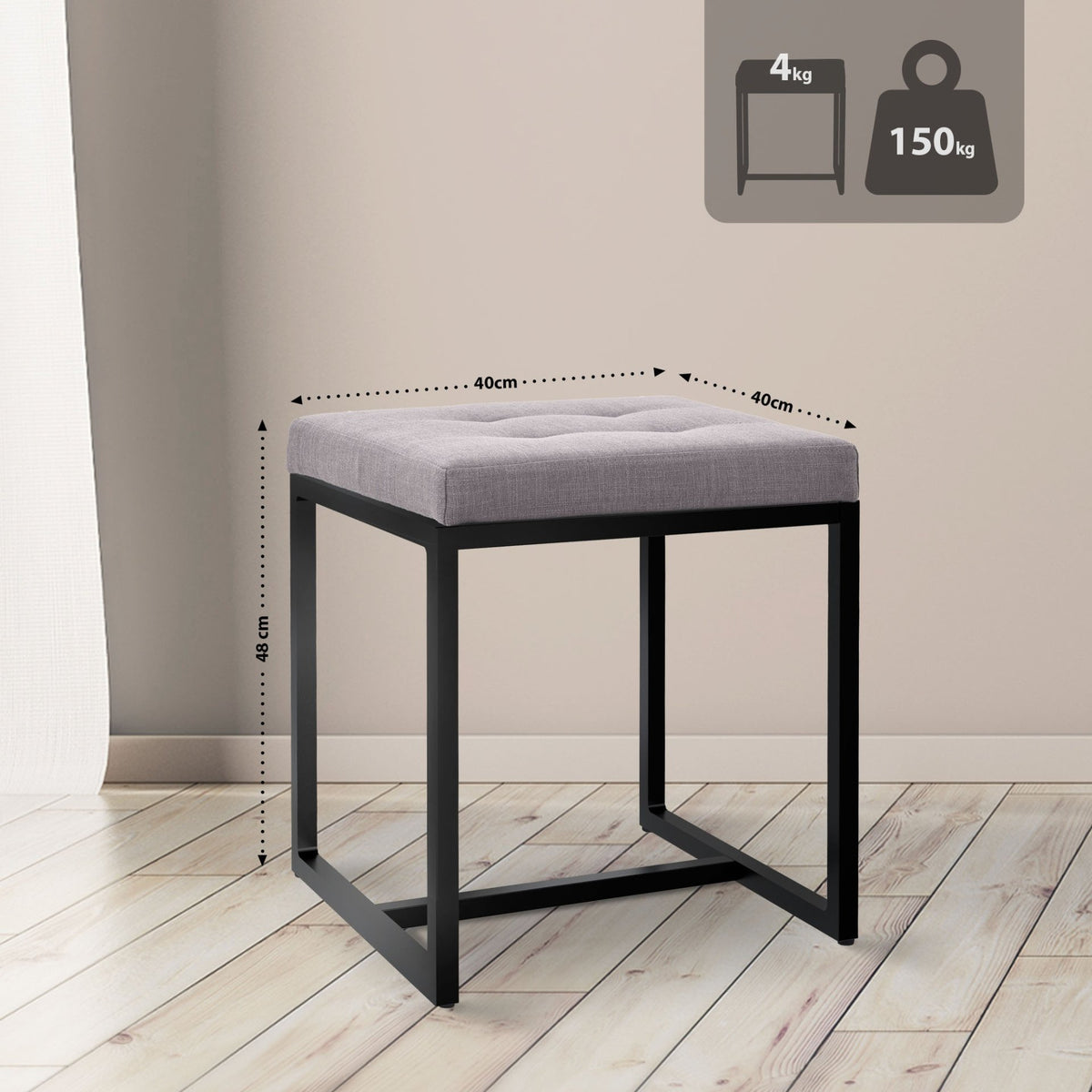 Sitzhocker Barci B Stoff grau