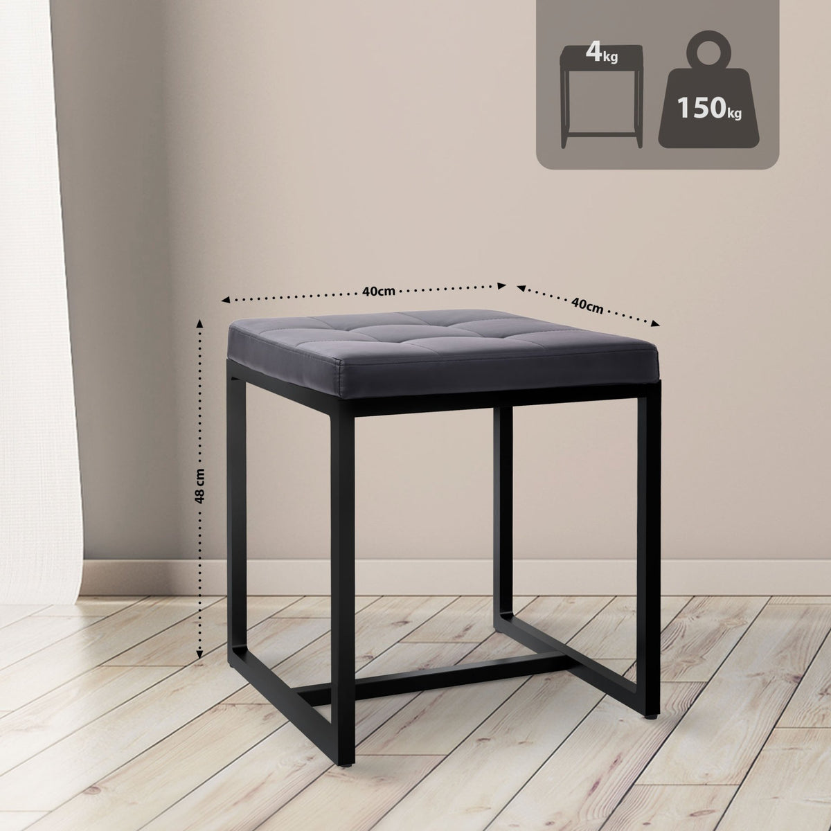 Sitzhocker Barci B Kunstleder  schwarz
