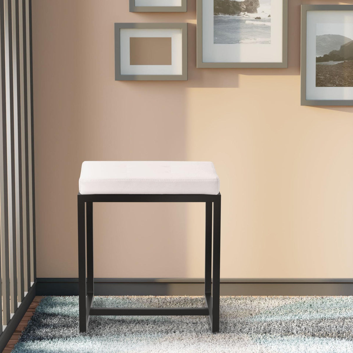 Sitzhocker Barci B Kunstleder  weiß