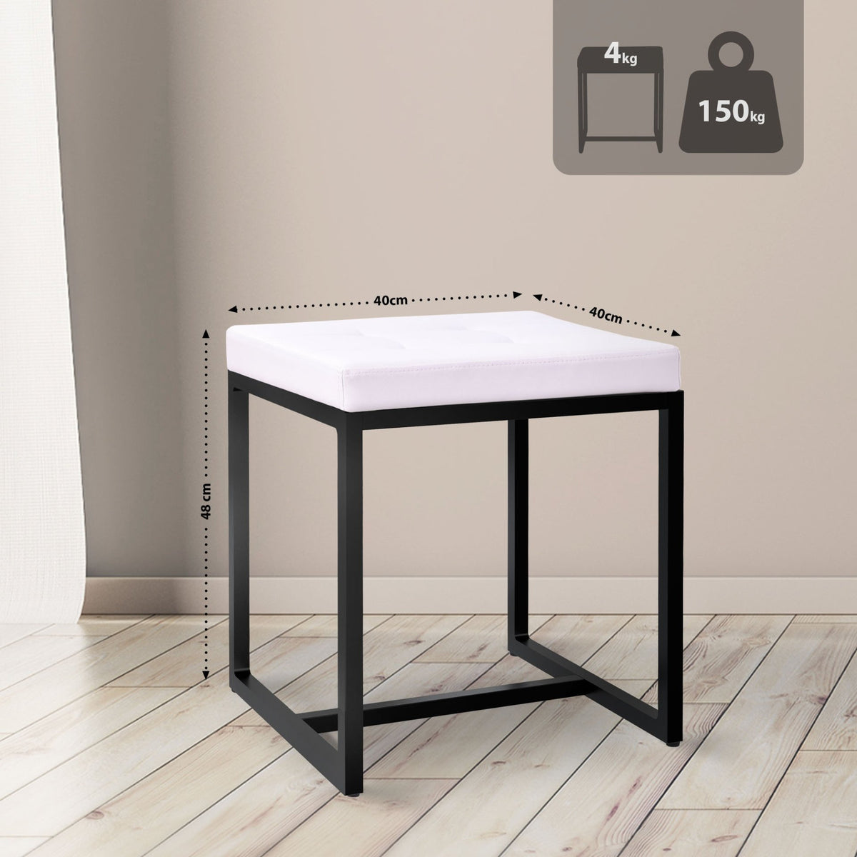 Sitzhocker Barci B Kunstleder  weiß