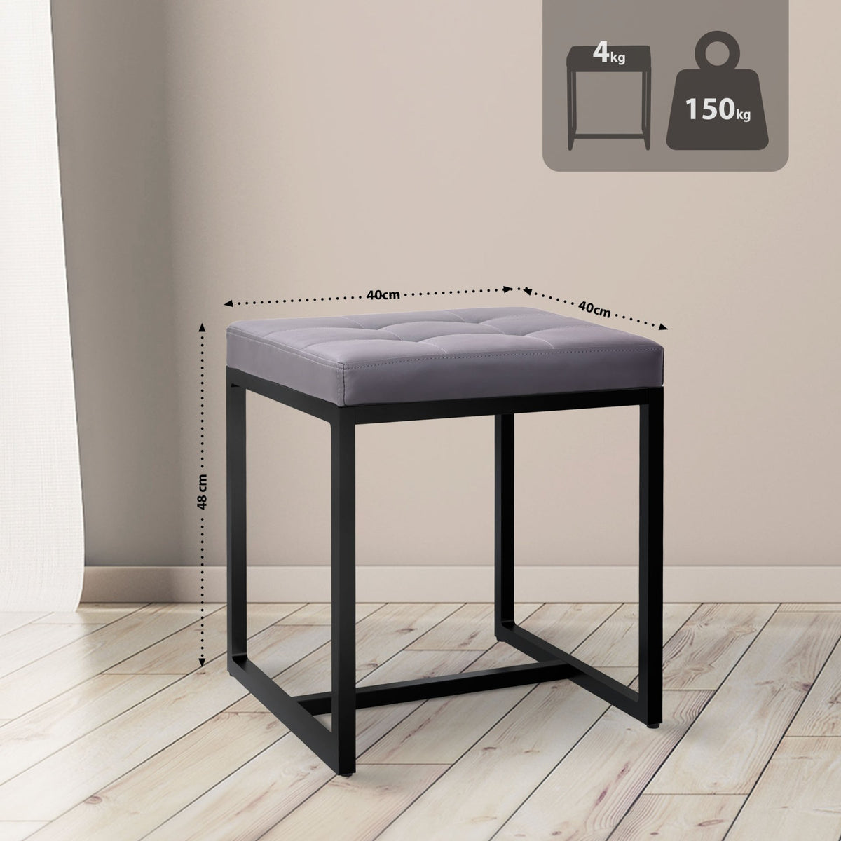 Sitzhocker Barci B Kunstleder  grau