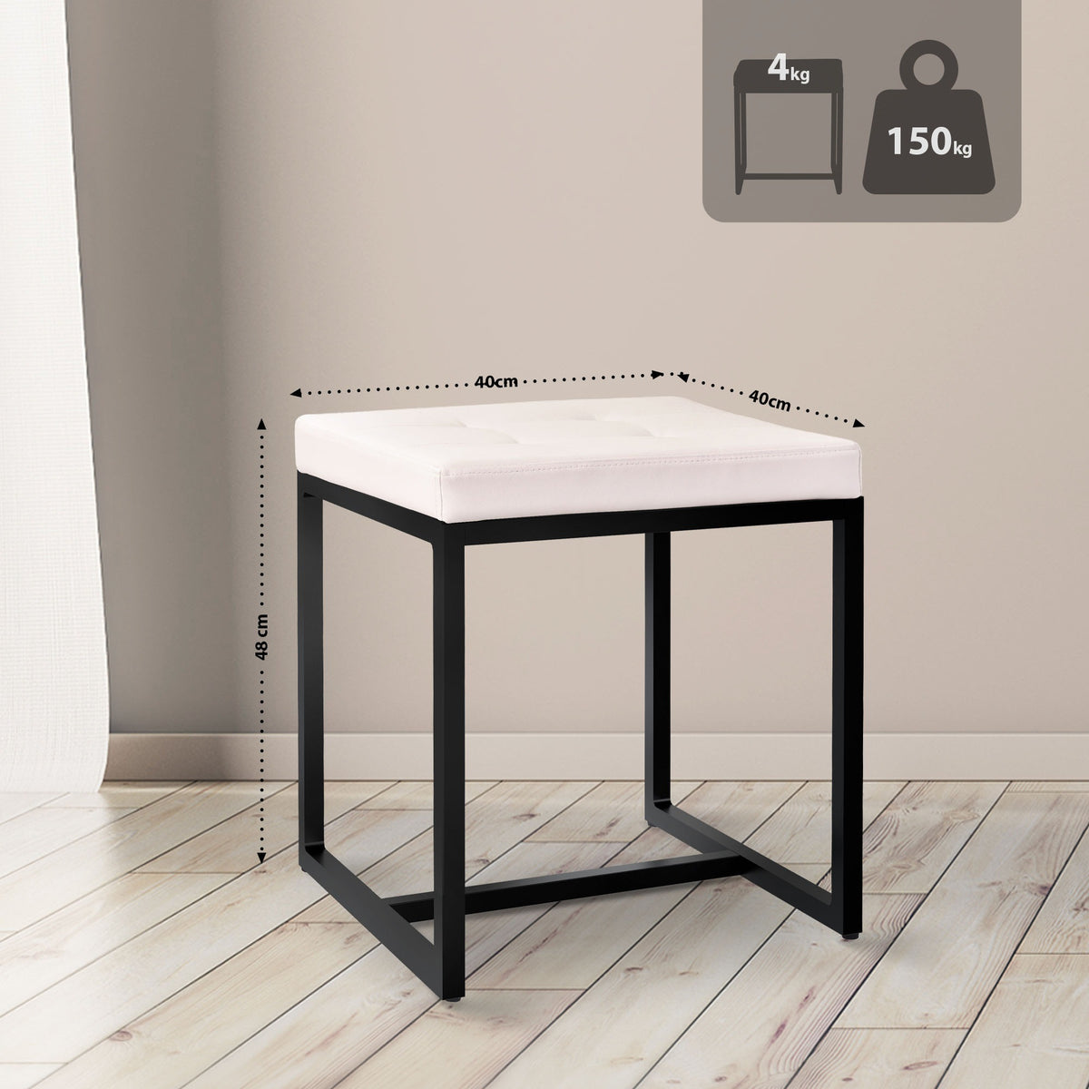 Sitzhocker Barci B Kunstleder  creme