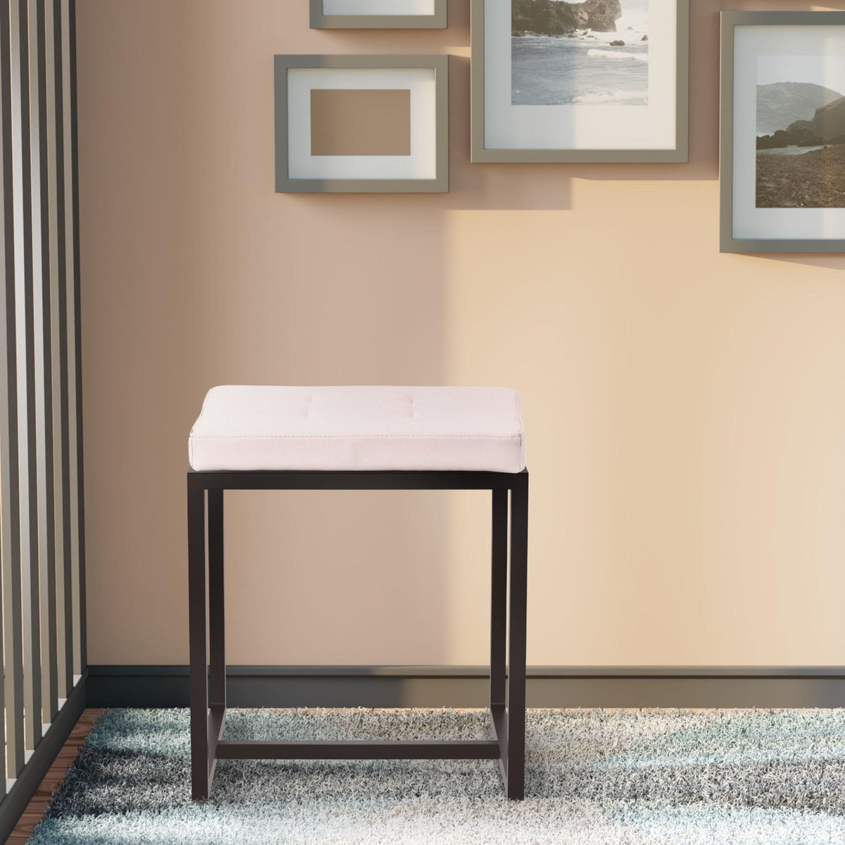 Sitzhocker Barci B Kunstleder  creme