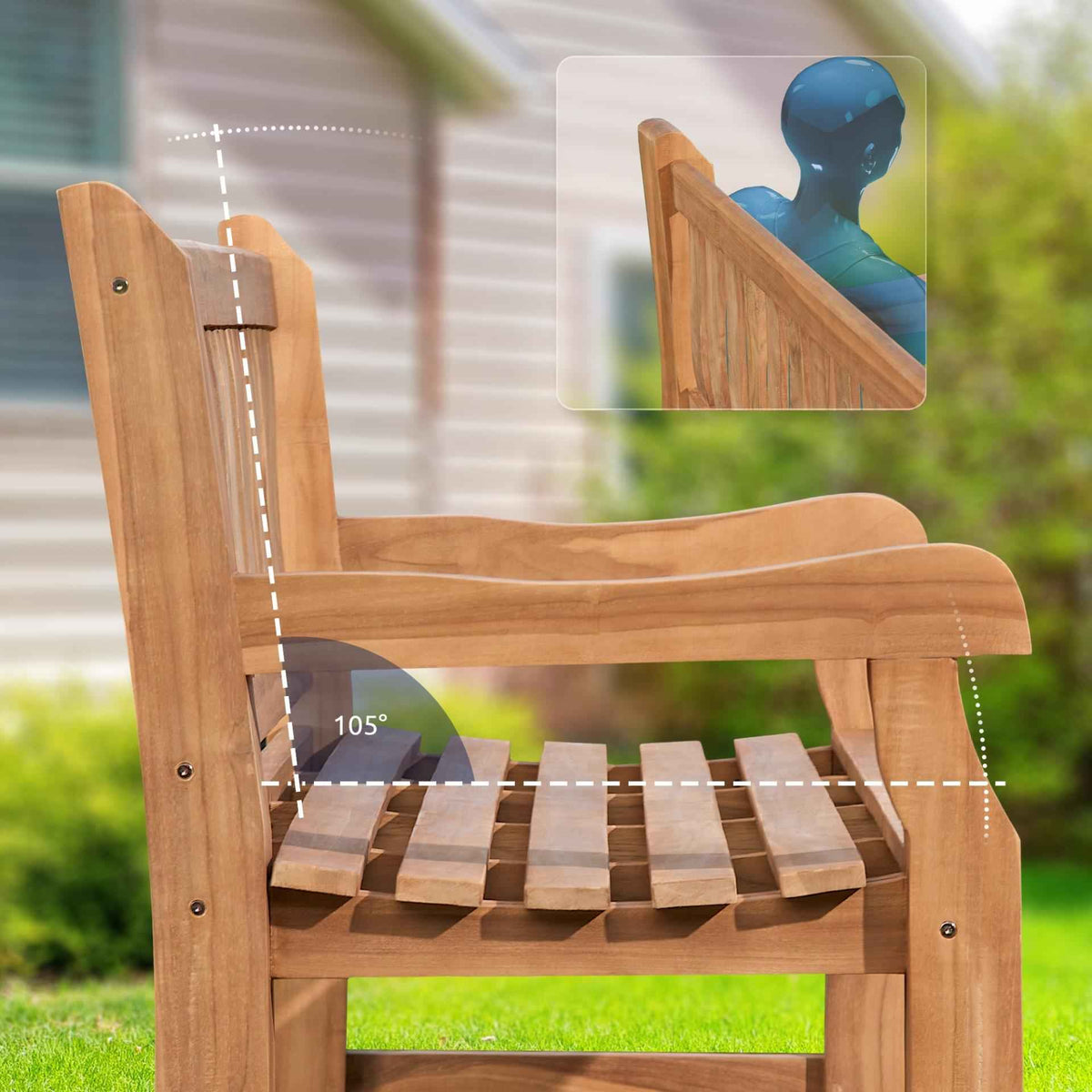 Teakbank Jackson V2 teak,120 cm teak