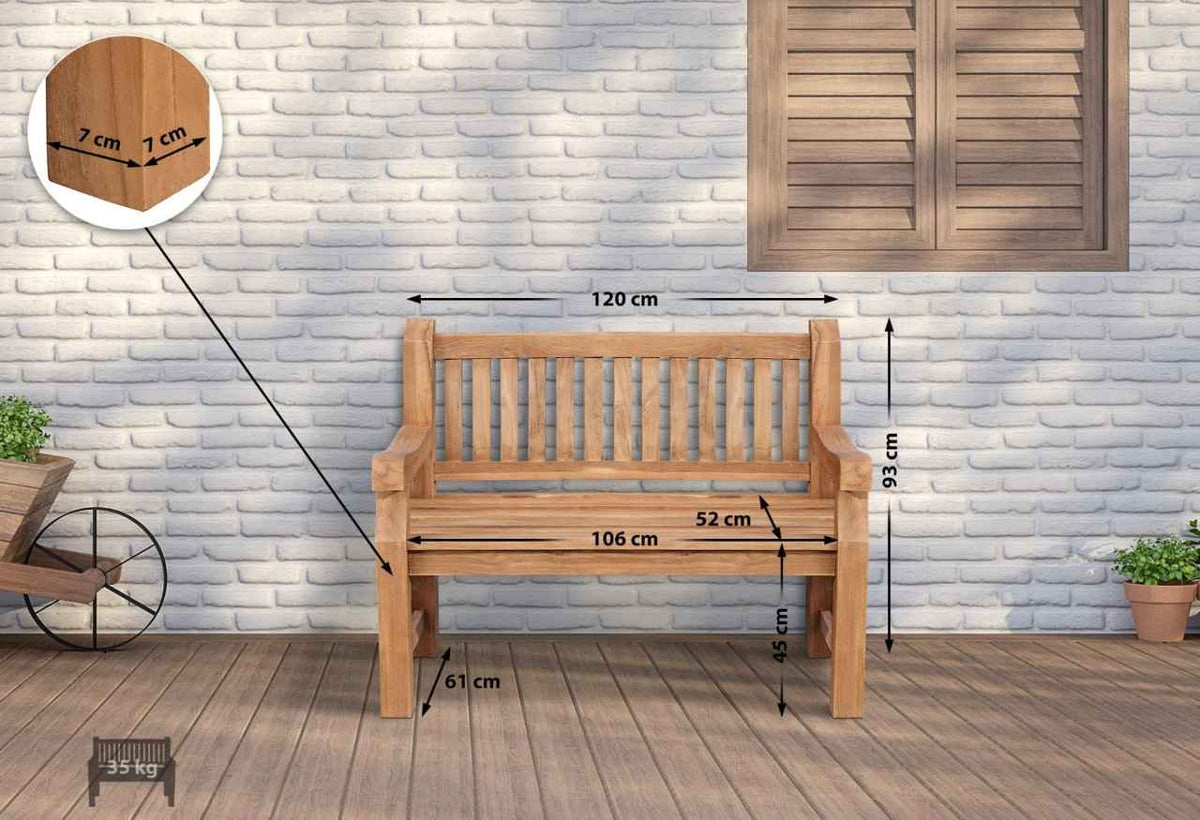 Teakbank Jackson V2 teak,120 cm teak
