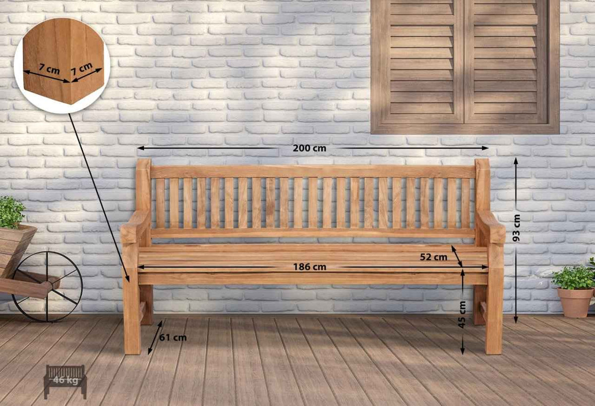 Teakbank Jackson V2 teak,200 cm teak