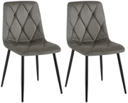 Set van 2 Eetkamerstoelen Clairton antraciet,Fluweel anthrazit