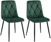 Set van 2 Eetkamerstoelen Clairton groen,Fluweel grün