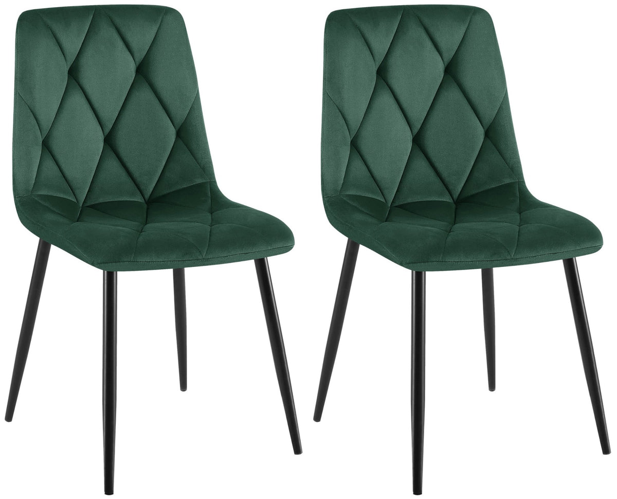 Set van 2 Eetkamerstoelen Clairton groen,Fluweel grün