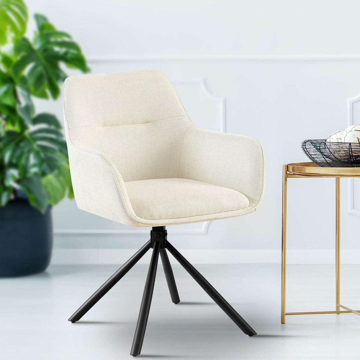 Set van 2 Eetkamerstoelen Tipton creme creme