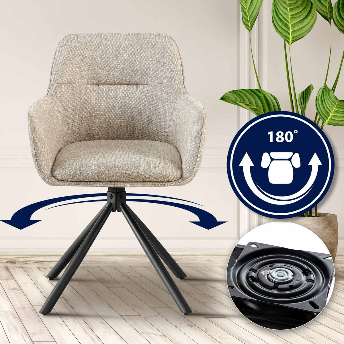 Set van 2 Eetkamerstoelen Tipton taupe taupe