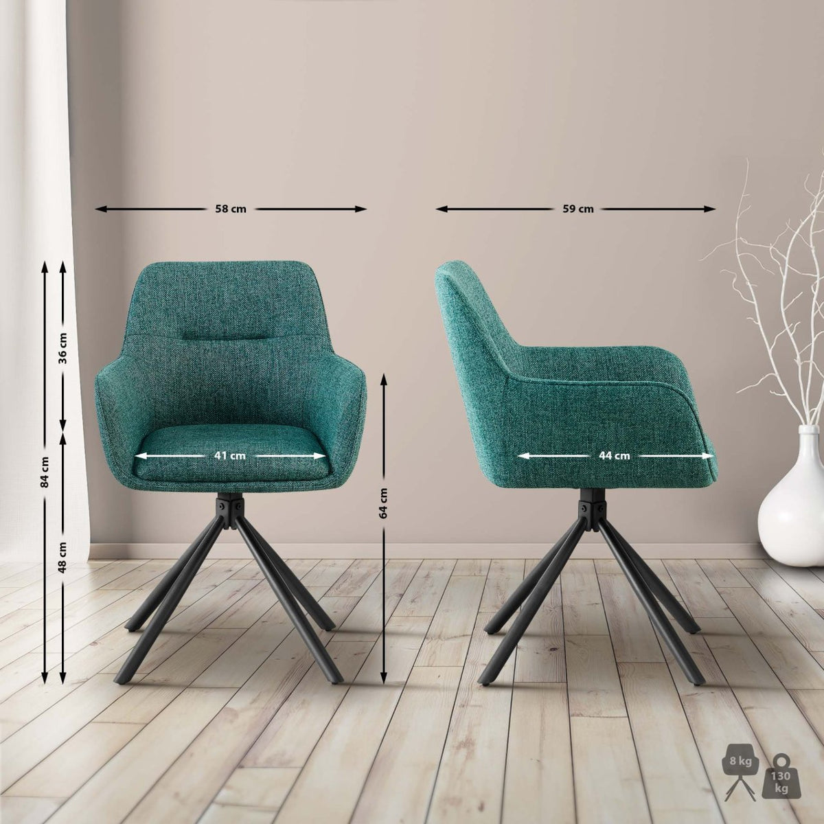 Set van 2 Eetkamerstoelen Tipton donkergroen dunkelgrün