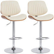 Set van 2 barkrukken Clawson kunstleer walnoot/creme,chroom walnuss/creme