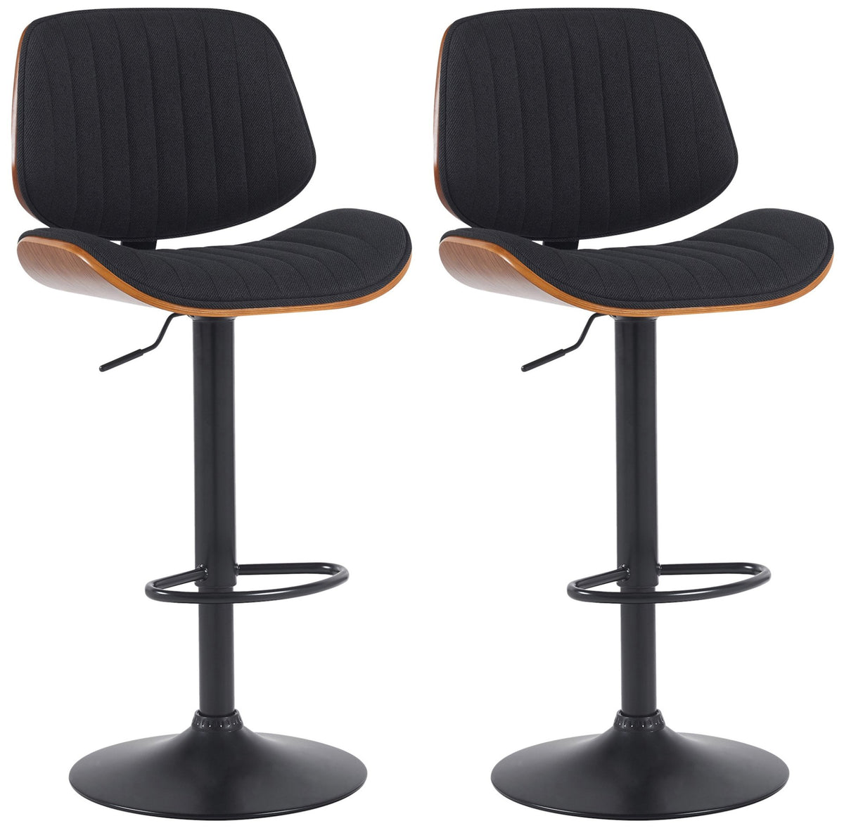 Set van 2 barkrukken Clawson stof walnoot/zwart,zwart walnuss/schwarz