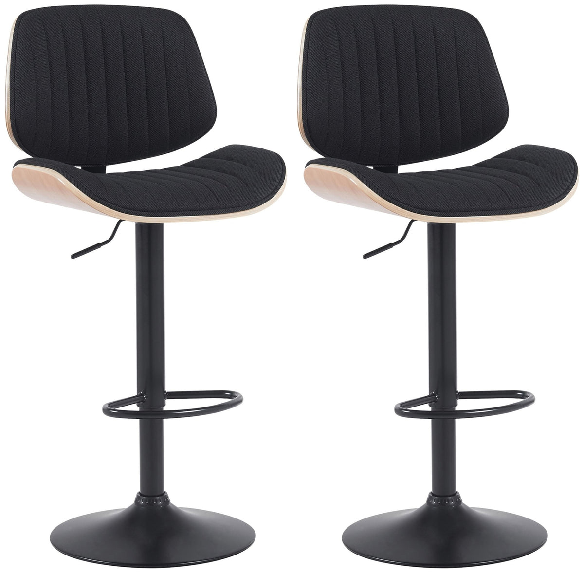 Set van 2 barkrukken Clawson stof natura/zwart,zwart natura/schwarz