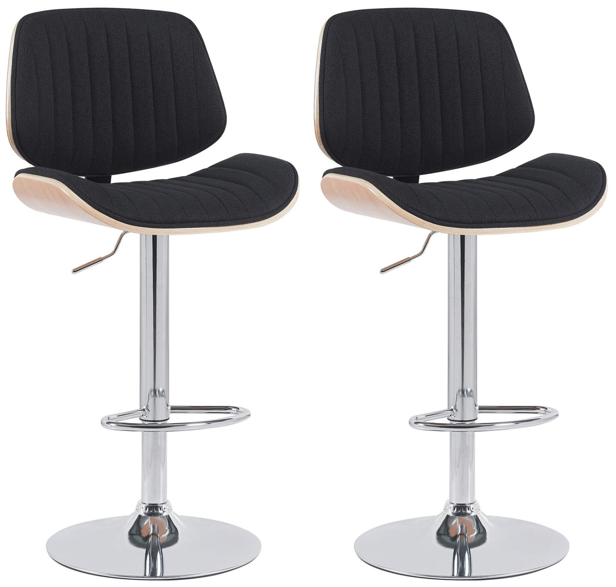 Set van 2 barkrukken Clawson stof natura/zwart,chroom natura/schwarz