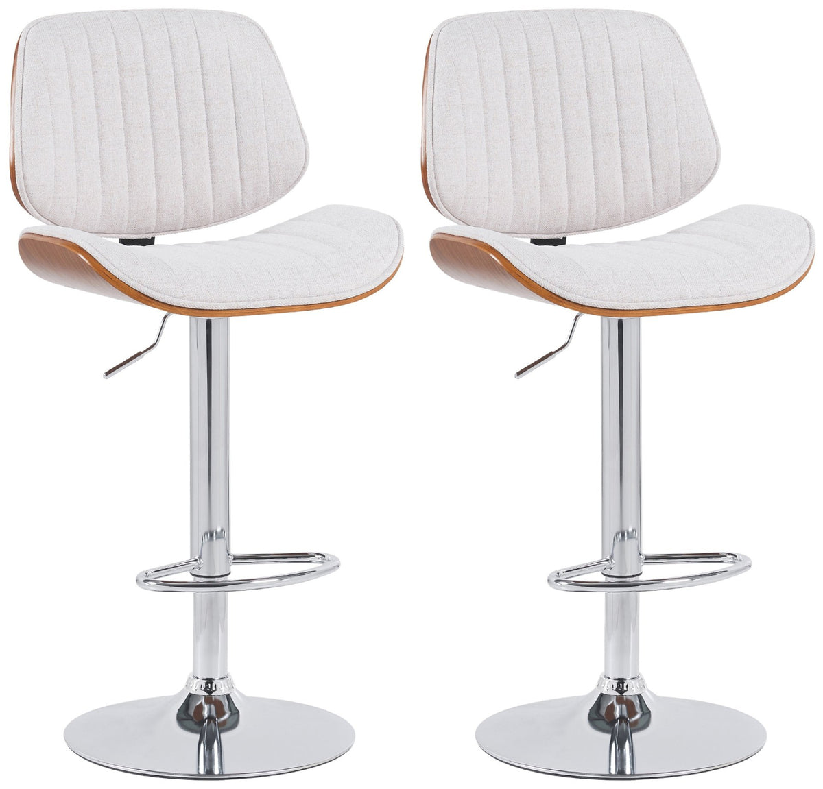 Set van 2 barkrukken Clawson stof walnoot/creme,chroom walnuss/creme