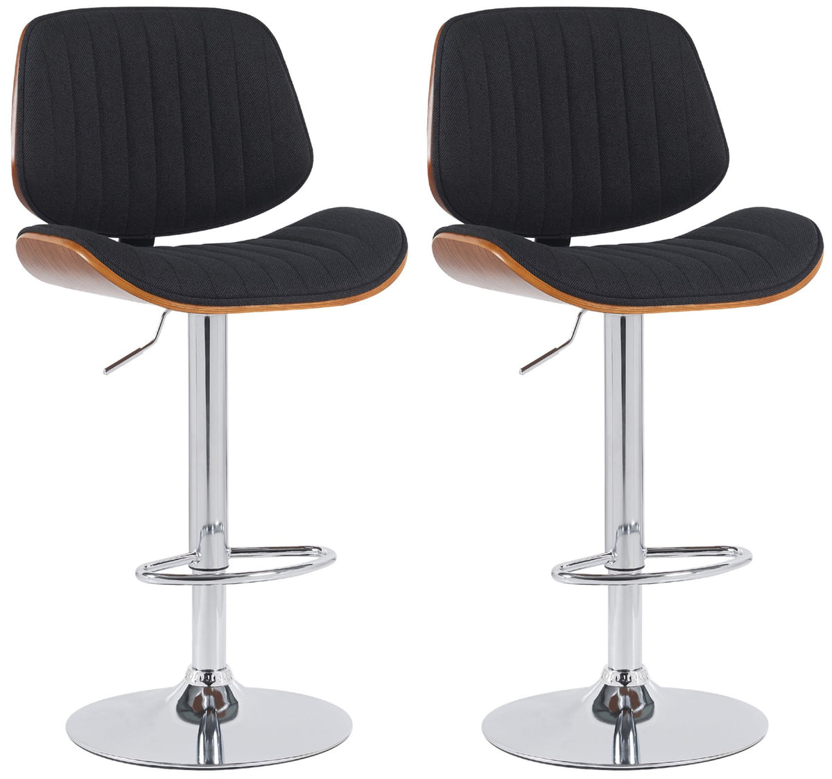 Set van 2 barkrukken Clawson stof walnoot/zwart,chroom walnuss/schwarz