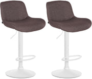 Set van 2 barkrukken Solon Wit donkerbruin,Stof dunkelbraun