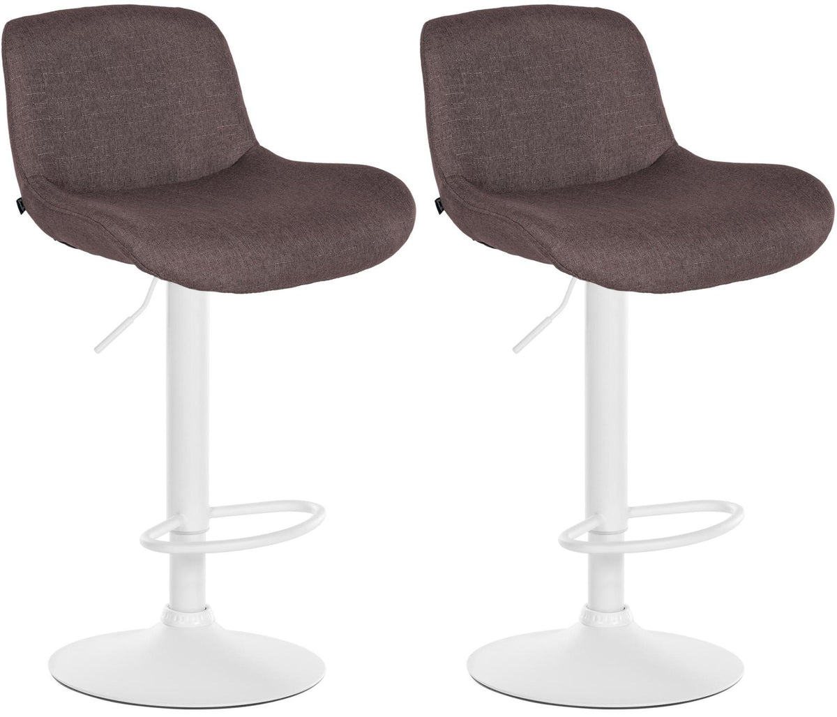 Set van 2 barkrukken Solon Wit donkerbruin,Stof dunkelbraun