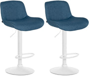 Set van 2 barkrukken Solon Wit blauw,Stof blau