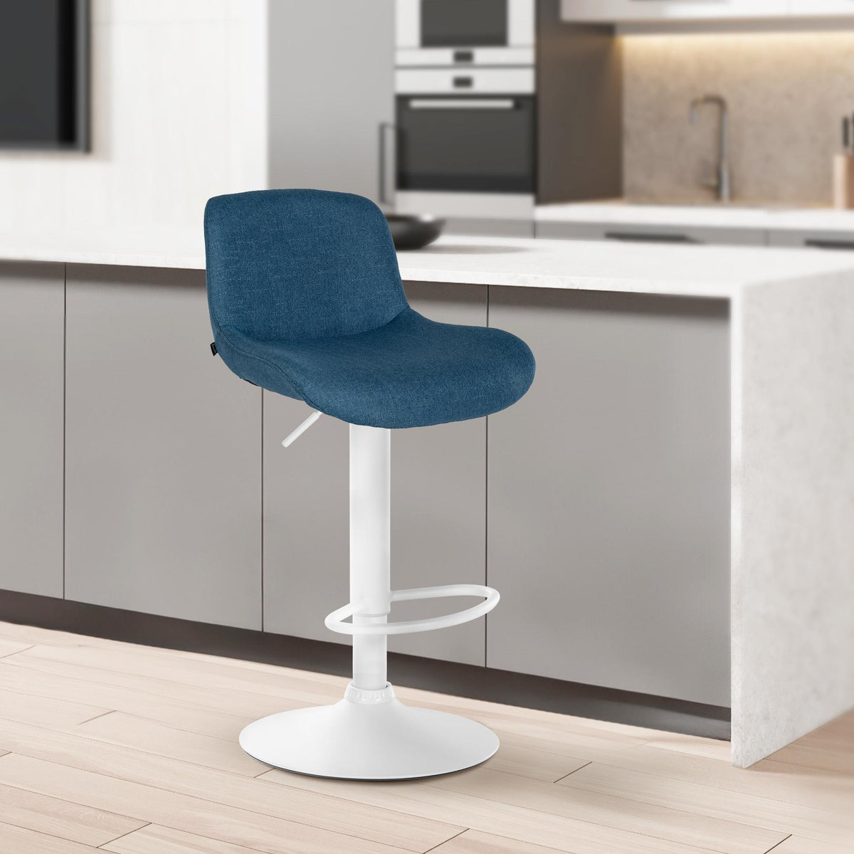 Set van 2 barkrukken Solon Wit blauw,Stof blau