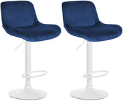 Set van 2 barkrukken Solon Wit blauw,Fluweel blau